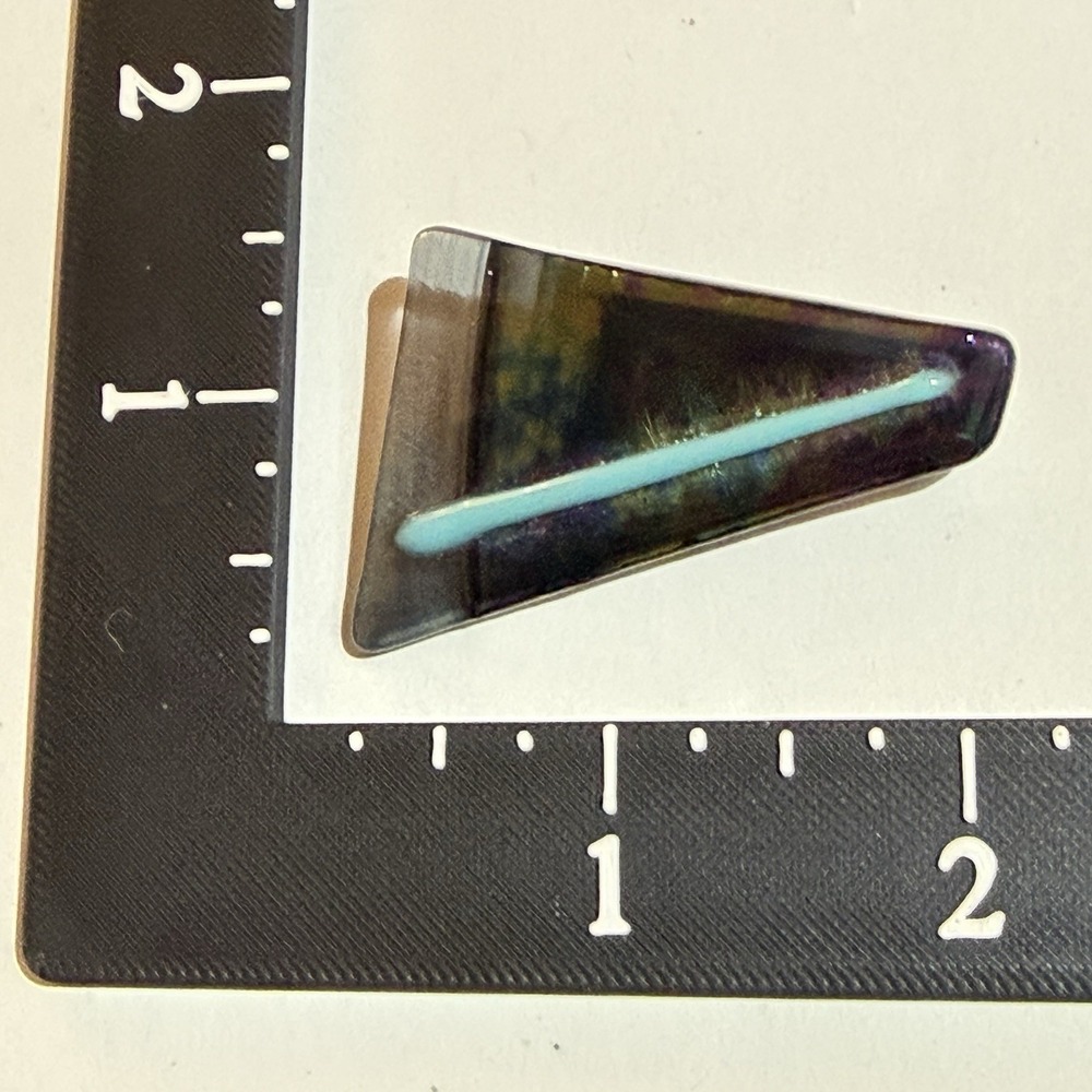 Beautiful! Vintage Dichroic Glass Brooch Pendant Blue Gold Black Iridescent Pin - Picture 5 of 6